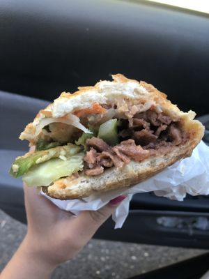 BBQ “pork” sandwich  at ChuMinh Tofu and Veggie Deli in Seattle