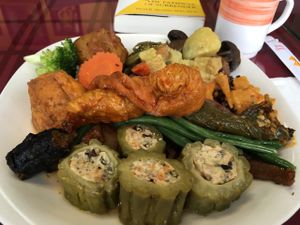 My plate From Buffet at ChuMinh Tofu and Veggie Deli in Seattle