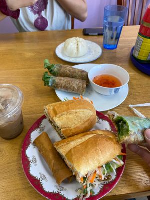 Banh mi and spring rollls at ChuMinh Tofu and Veggie Deli in Seattle