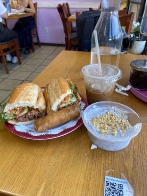 Banh mi and banana pudding at ChuMinh Tofu and Veggie Deli in Seattle