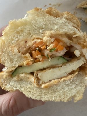 Spicy tofu bahn mi  at ChuMinh Tofu and Veggie Deli in Seattle