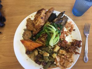 Buffet feast at ChuMinh Tofu and Veggie Deli in Seattle