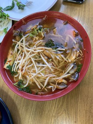 Spicy soup at ChuMinh Tofu and Veggie Deli in Seattle