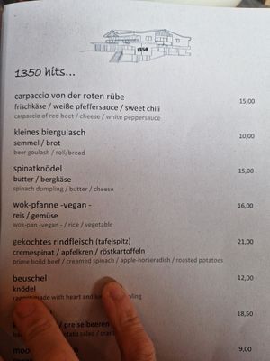 Menu at 1350 - Die Alm in Saalbach