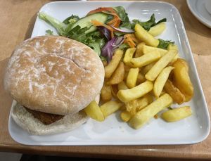 Thai vegan burger  at Katie's Tea Rooms in Chester