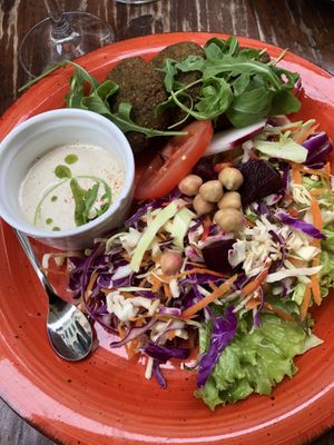 Only on saturdays!! Super tasty falafel with Tahini sauce and salad  at Humus in Bolzano
