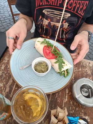 Sandwich vegetarian greek with tofu at Humus in Bolzano