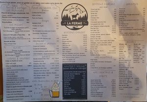 Menu at Restaurant La Ferme in Montriond