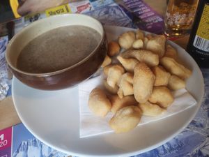 Soup of the day (mushroom) at Restaurant La Ferme in Montriond