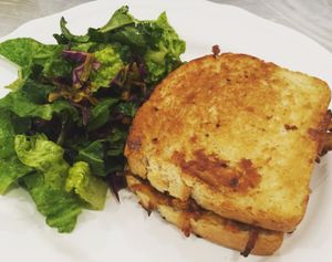 Vegan grilled cheese on homemade challah bread.  at Miss Rachel's Pantry in Philadelphia