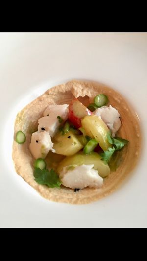 Heirloom tomato and chickpea purée  at Miss Rachel's Pantry in Philadelphia