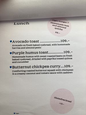 Current menu  at The Break Cafe in Thisted