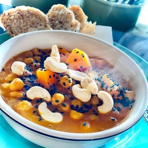chickpea curry, vegan at The Break Cafe in Thisted