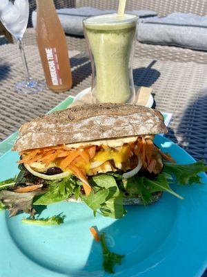 Sandwich with grilled eggplant and carrots  at The Break Cafe in Thisted