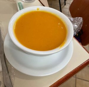 Carrot ginger soup  at Green Vegetarian Restaurante in Rio De Janeiro