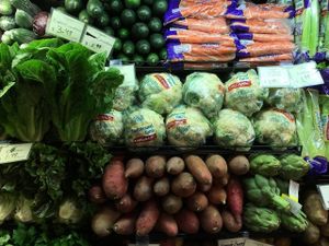Produce selection at Earthbound Farm Stand and Cafe at Earthbound Farm Stand and Cafe in Carmel
