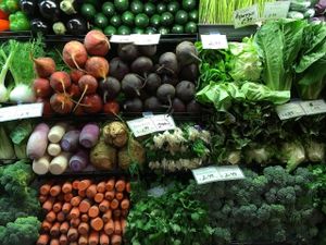 Produce selection at Earthbound Farm Stand and Cafe at Earthbound Farm Stand and Cafe in Carmel