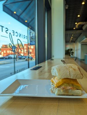 Vegan Breakfast burrito on sourdough at Prince Street Cafe in Columbia