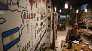 Enjoying the grated coco and cooked  bana dessert pizza #Veganuary at Wathiyana in Bagua Grande