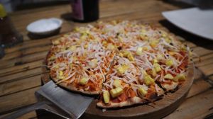 Grated locally growned coco and platano dessert pizza #Veganuary at Wathiyana in Bagua Grande