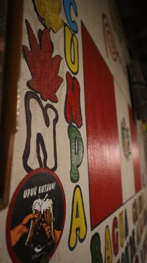 Peruvian paintings on the wall #Veganuary at Wathiyana in Bagua Grande