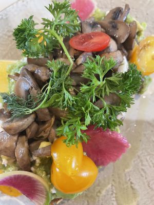 Smashed Avo mushrooms instead of eggs  at Little Ginger in Waterloo