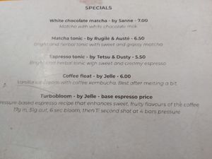 Specials menu (Summer 2025) at Dune in Rotterdam