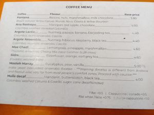 Coffee menu (Summer 2025) at Dune in Rotterdam