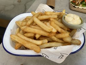 Truffle fries with vegan aioli  at Hotel Lona in Frankston