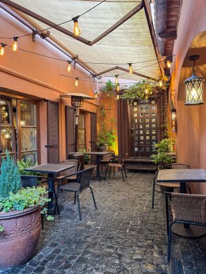 outdoor seating at Agni Food in Vilnius