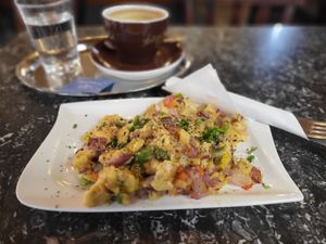 Vegan scrambled eggs at Café Jelinek in Vienna