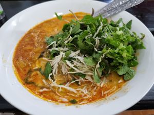 Noodles with coconut milk at Kaun Im Yok Vegan Restaurant - H&H in Vang Vieng