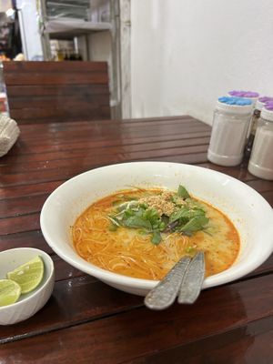 Noodle soup, very tasteful😄 at Kaun Im Yok Vegan Restaurant - H&H in Vang Vieng