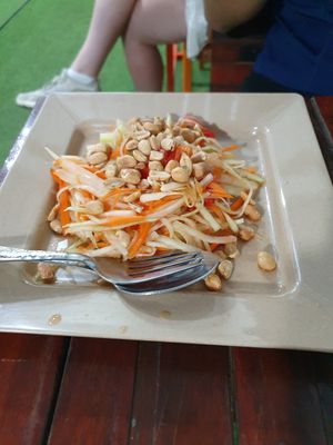 Papaya salad at Kaun Im Yok Vegan Restaurant - H&H in Vang Vieng