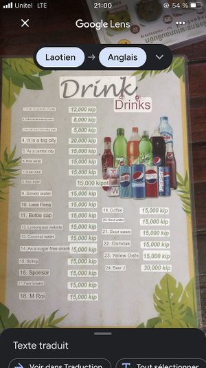 drink menu  at Kaun Im Yok Vegan Restaurant - H&H in Vang Vieng