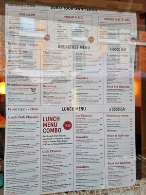 Menu - vegan options???where??? at The Breakfast Club - Soho on Berwick St in London
