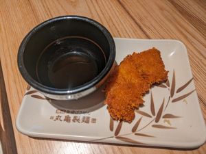 Pumpkin tempura at Marugame Udon - St Christopher's Place in London