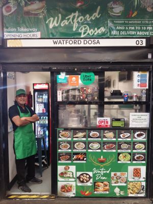 Owner Radha, who said he's updating his menu (asked him to list vegan options) at Watford Dosa in Watford