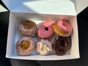Variety of vegan donuts   at Starlight Doughnut Lab in Norwood