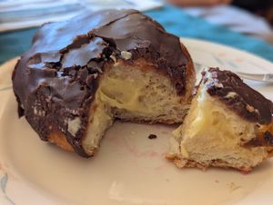 Vegan Boston cream at Starlight Doughnut Lab in Norwood