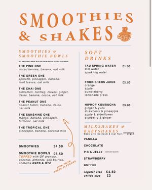 menu  at Hopefully Coffee in Shrewsbury