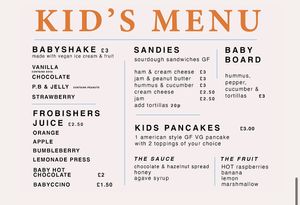 kids menu  at Hopefully Coffee in Shrewsbury