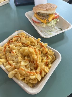 Mac and cheese and Game Day burger    at Vuture Food in Salt Lake City