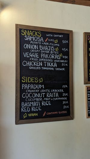 Clearly marked vegan sides. at Krishna's Kitchen in Pecatu
