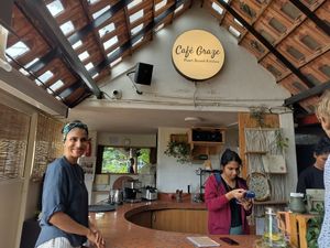 The cafe and owner at Cafe Graze - Plant Based Kitchen by Natureville in Bangalore