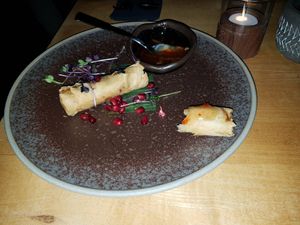 Spring rolls - just couldn't wait to have them (3 pieces in a regular serving). at Ha Veggie in Munich