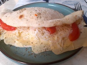 Vegan pizza sandwich for €14 at SALT Gluten-Free House in Split