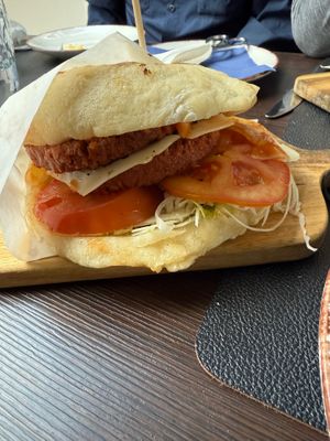 vegan cheese burger at SALT Gluten-Free House in Split