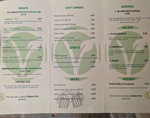 Menu april 2023 at Veganato in Crete