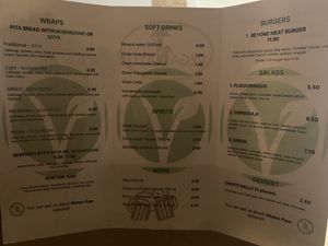Menu  at Veganato in Crete